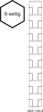 Kartenbodenständer, 145 mm Q, 48 Fächer Quadratformat, 1-reihig, 6-seitig, silber